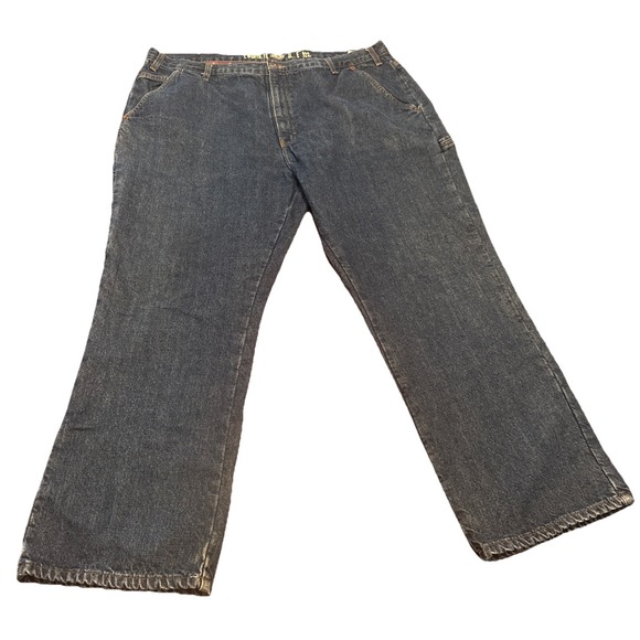 Dickies Men's 42x30 Relaxed Fit Flannel Lined Jeans Blue Denim Plaid Workwear - Picture 1 of 7
